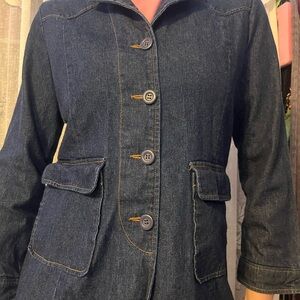 Limited too dark wash jean dress coat